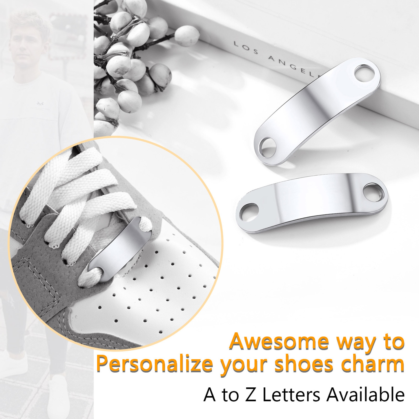 2PCS Custom Name Shoelace Buckle for Men a-z letters