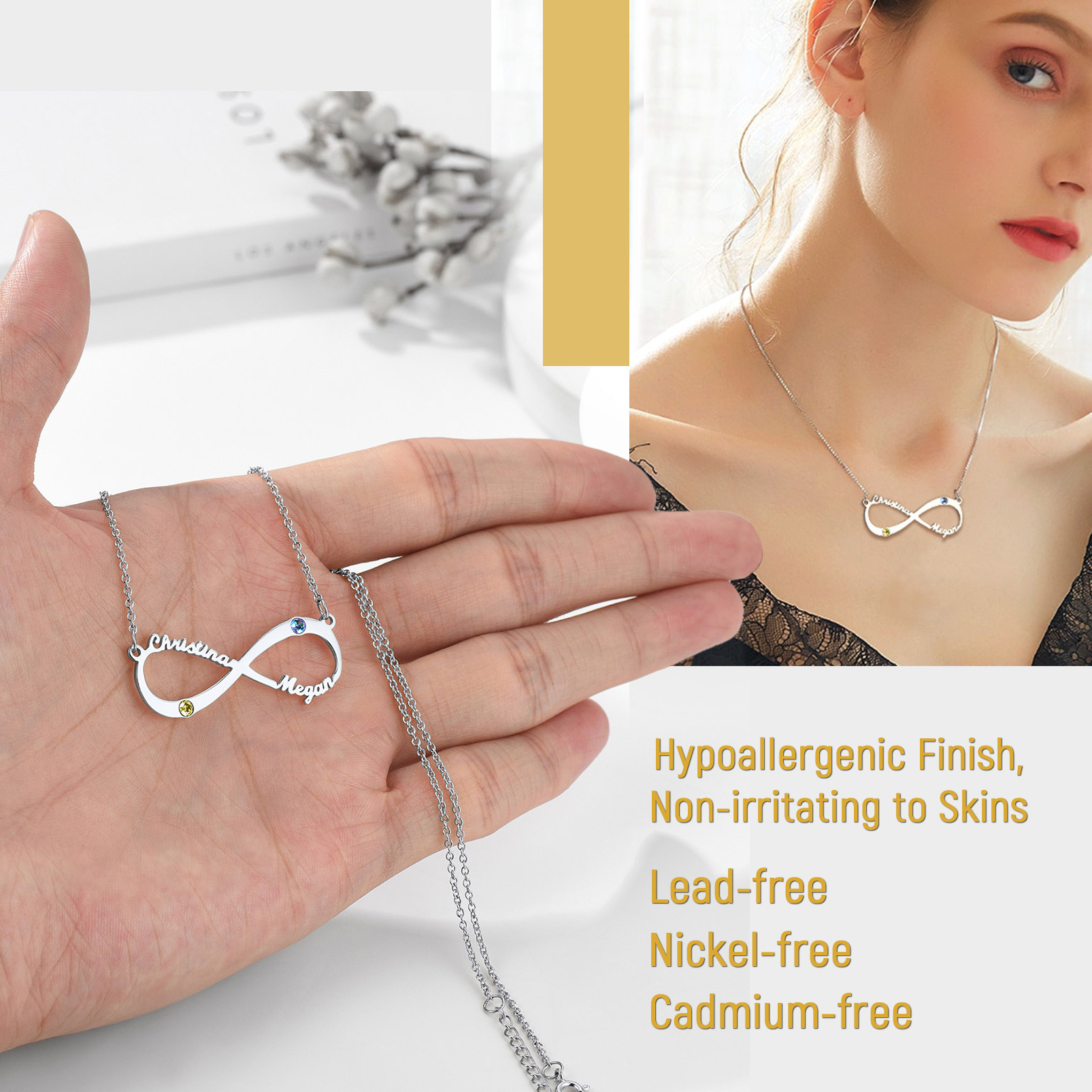 Personalized Birthstone Infinity necklace