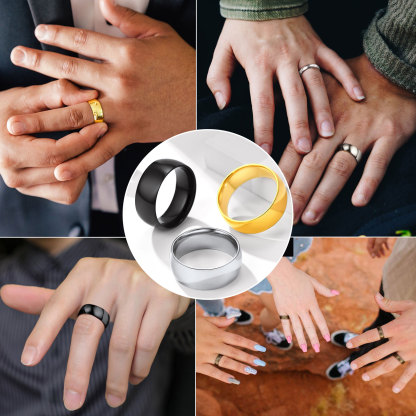 Wedding Simple Plain Band Ring for Men Women model show