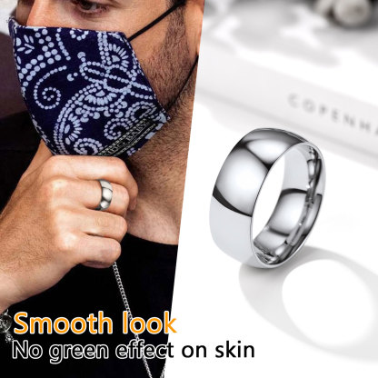 Personalized Stainless Steel Wedding Simple Plain Band Ring silver