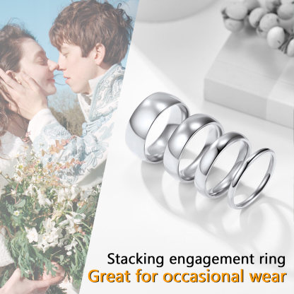 Personalized Stainless Steel Wedding  Band Ring silver collection