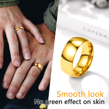 Personalized Wedding Simple Plain Band Ring for Men Women gold 