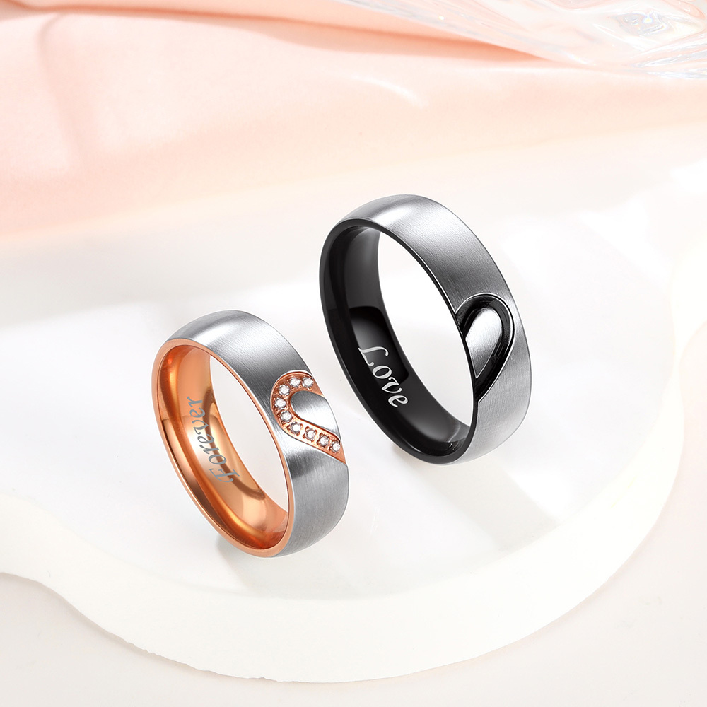 Personalized Name Heart Matching Promise Rings for Couple