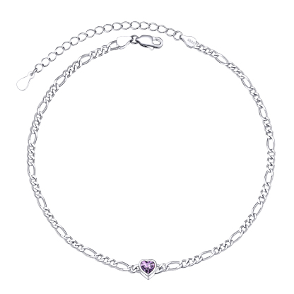 925 Sterling Silver Birthstone Adjustable Anklets For Women