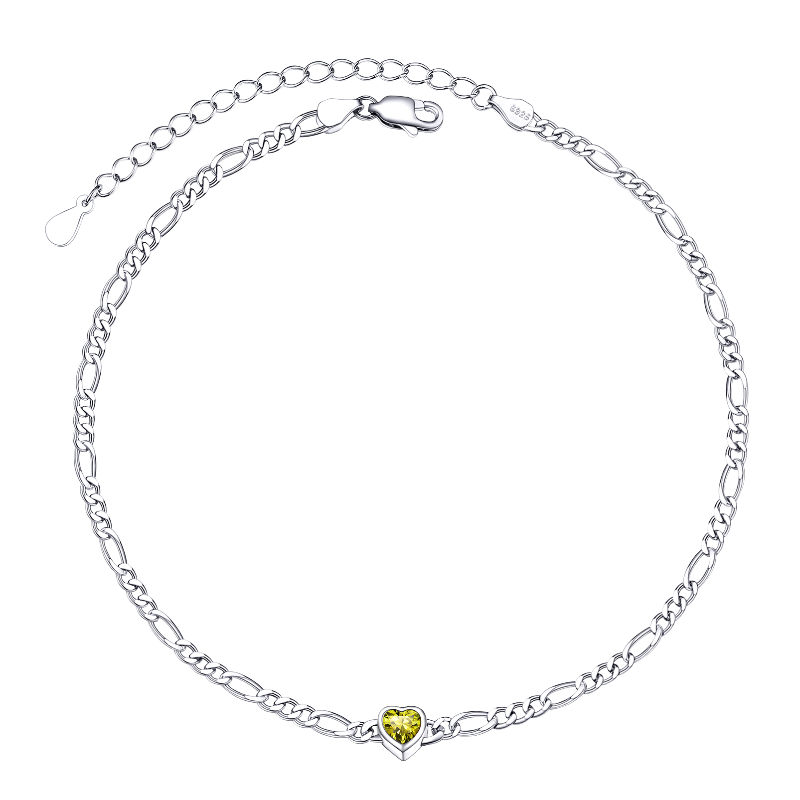 925 Sterling Silver Birthstone Adjustable Anklets For Women