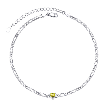 925 Sterling Silver Birthstone Adjustable Anklets For Women