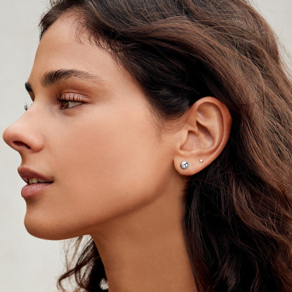 Sterling Silver Ball Stud Earrings Post/Second Hole/Cartilage Earrings model