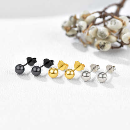 Sterling Silver Ball Stud Earrings Post/Second Hole/Cartilage Earrings color