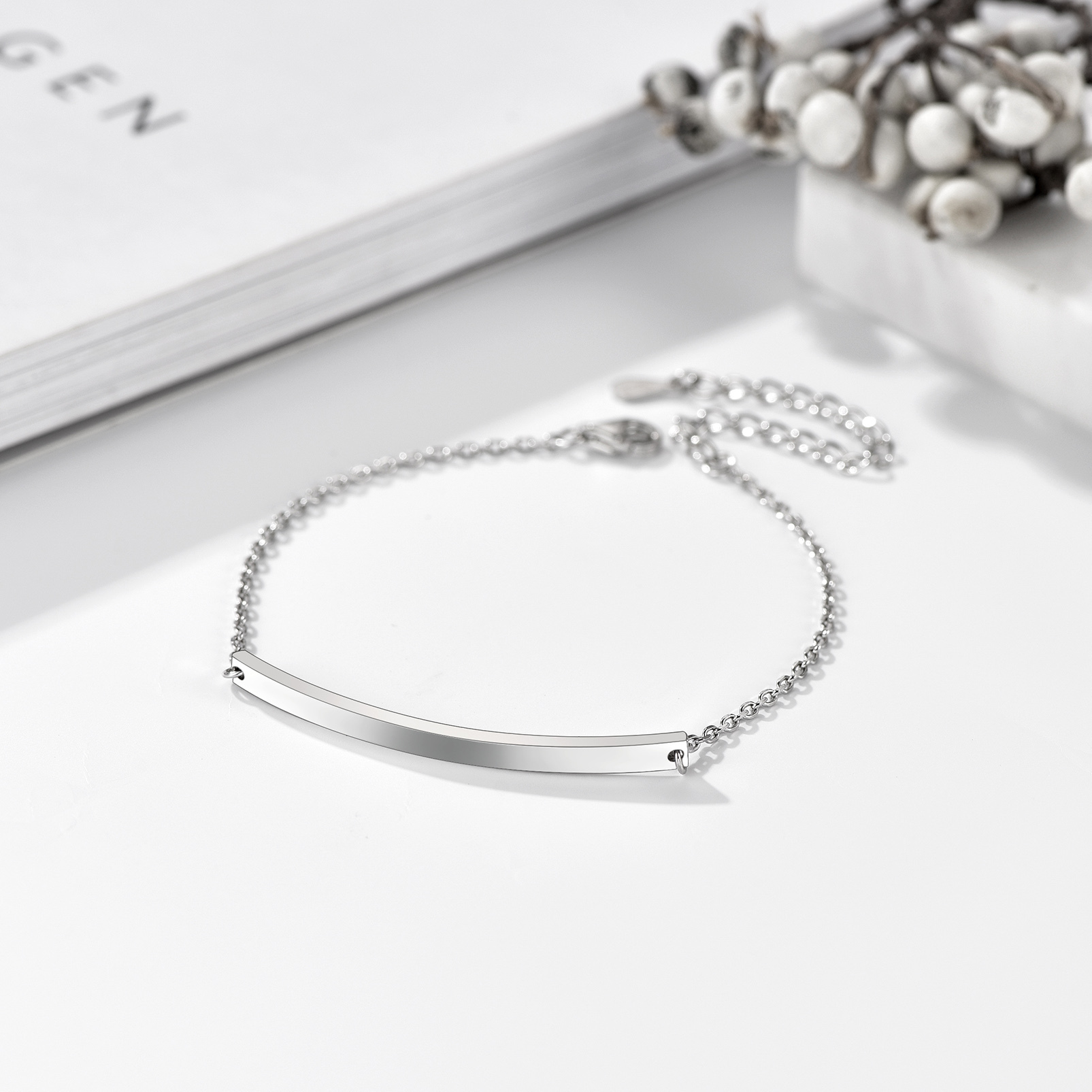 Custom Name Engraved Silver Bar Bracelet occasion
