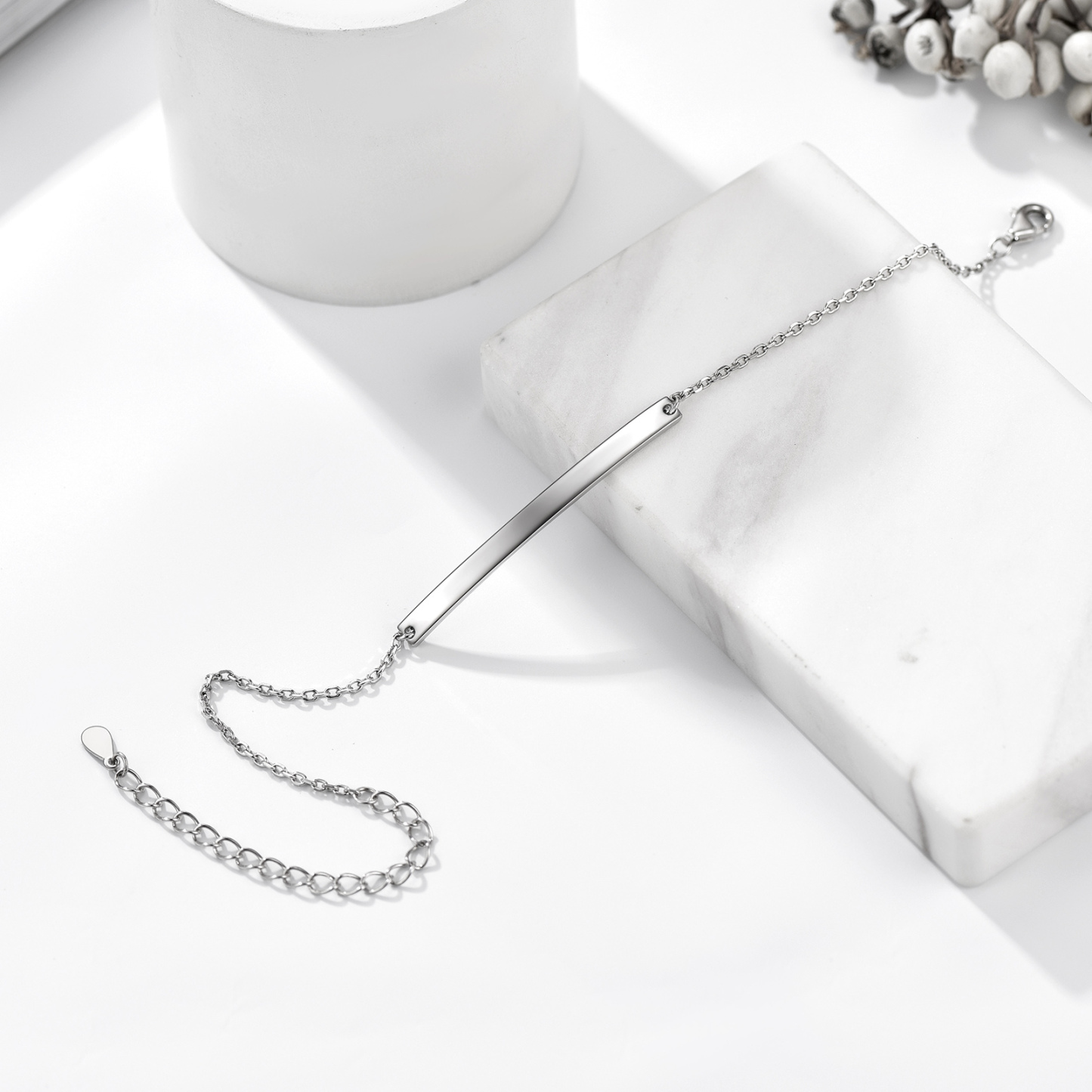 Custom Name Engraved Silver Bar Bracelet for Women occasion