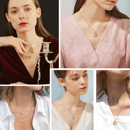 Personalized Photo Heart Locket Necklace for Women model show