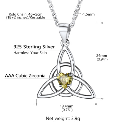 Birthstone Celtic Knot Pendant Necklace for Women size