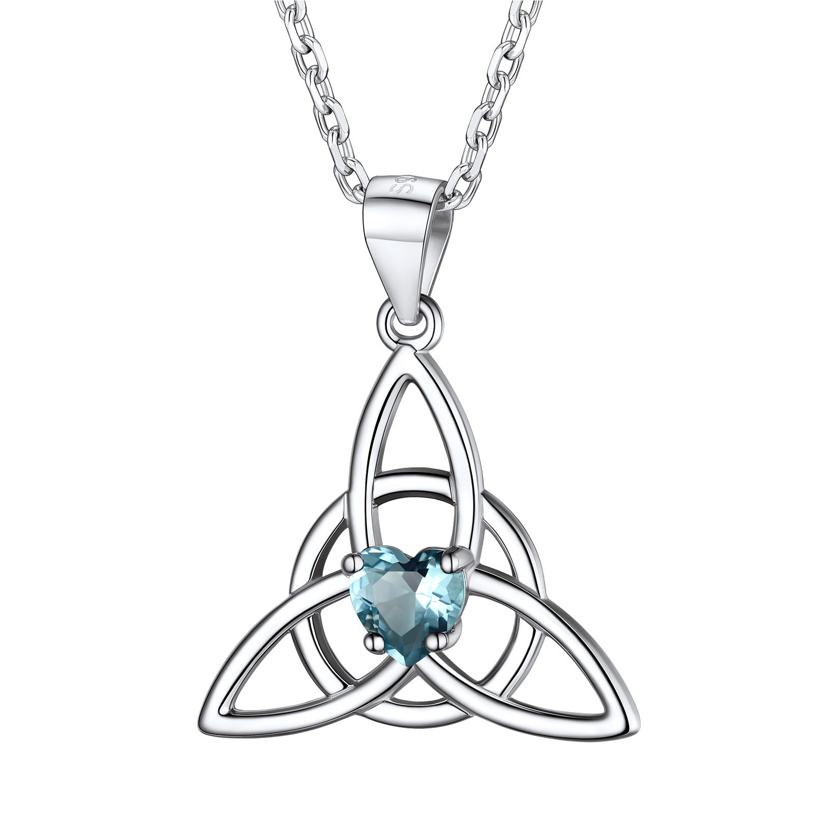 Birthstone Trinity Knot Pendant Necklace for Women MAR