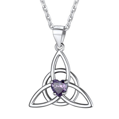 Birthstone Celtic Knot Pendant Necklace for Women JUN