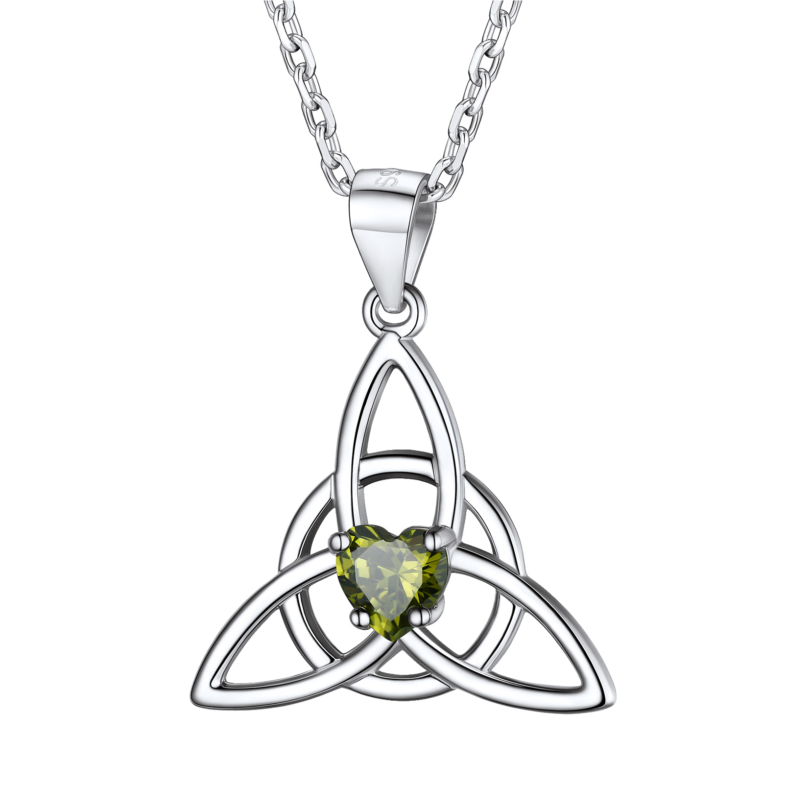 Birthstone Celtic Knot Pendant Necklace for Women AUG