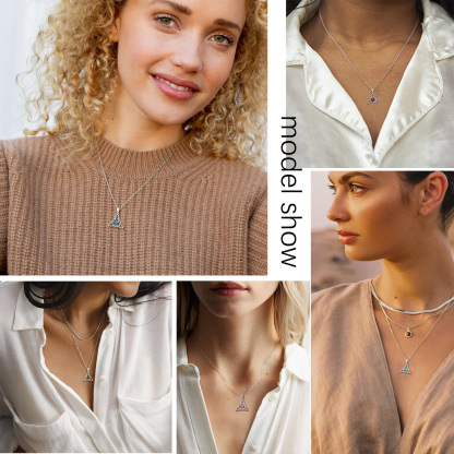 Birthstone Celtic Knot Pendant Necklace for Women model show