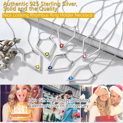 Women 925 Silver Birthstone Pendant Necklace