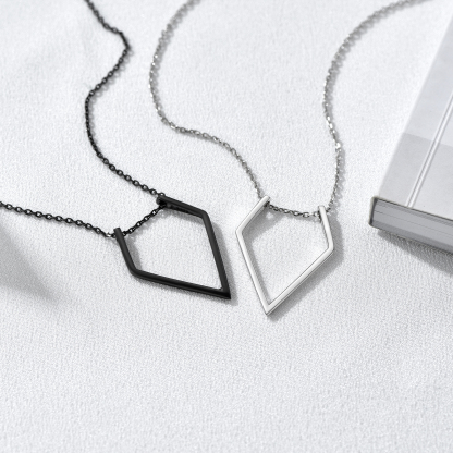 Women Silver Elegant Birthstone Pendant Necklace BLACK$SILVER