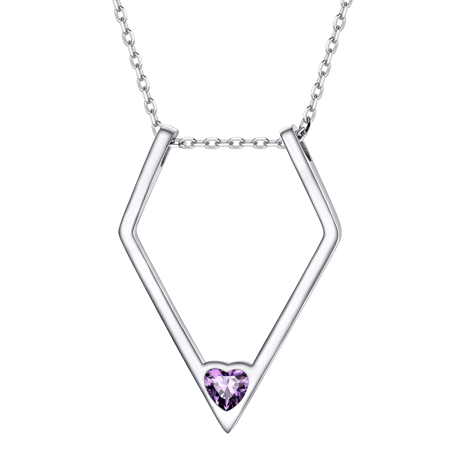 Women Silver Elegant Birthstone Pendant Necklace FEB