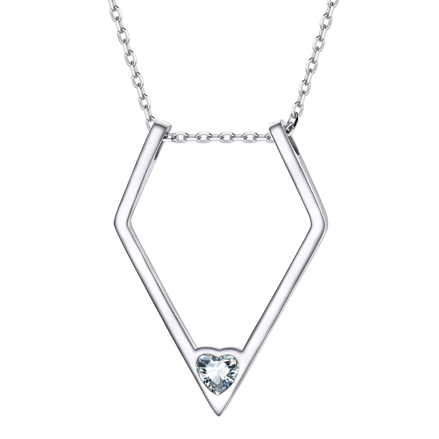 Women Silver Elegant Birthstone Pendant Necklace APR