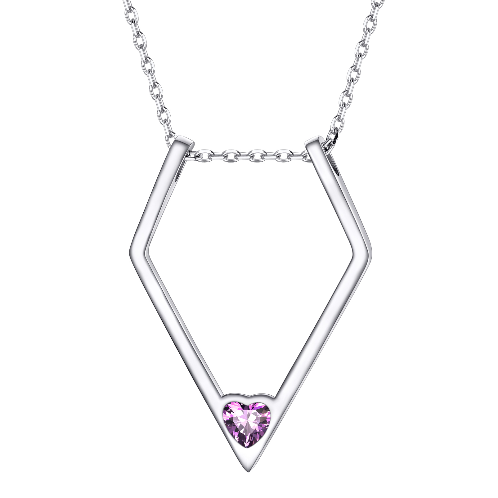 Women Silver Elegant Birthstone Pendant Necklace JUN 