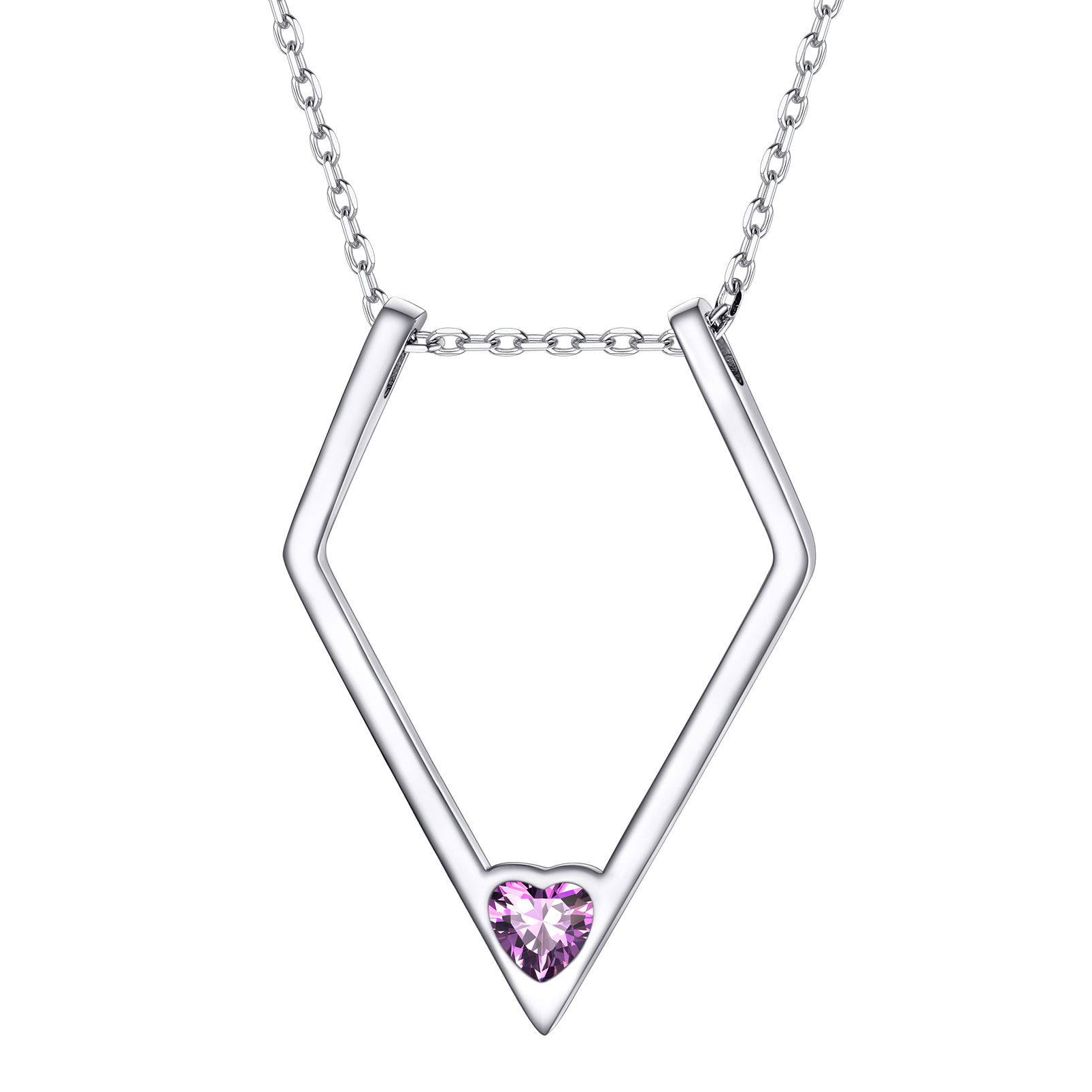 Women Silver Elegant Birthstone Pendant Necklace JUN 