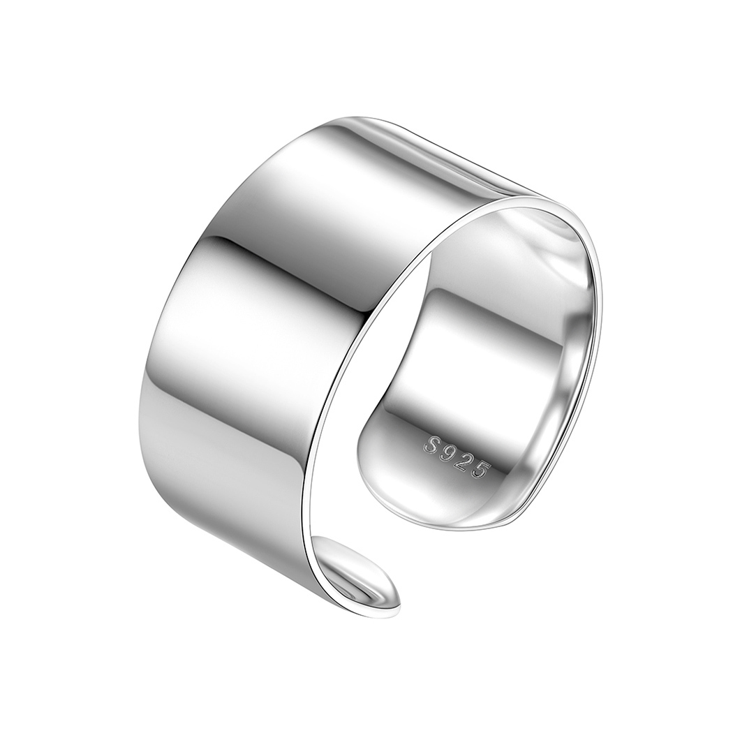 Sterling Silver Engagement Band Engraved Adjustable Cuff Ring