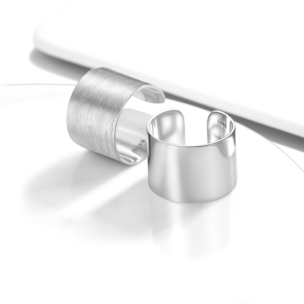 Sterling Silver Brushed Engagement Band Engraved Adjustable Cuff Ring