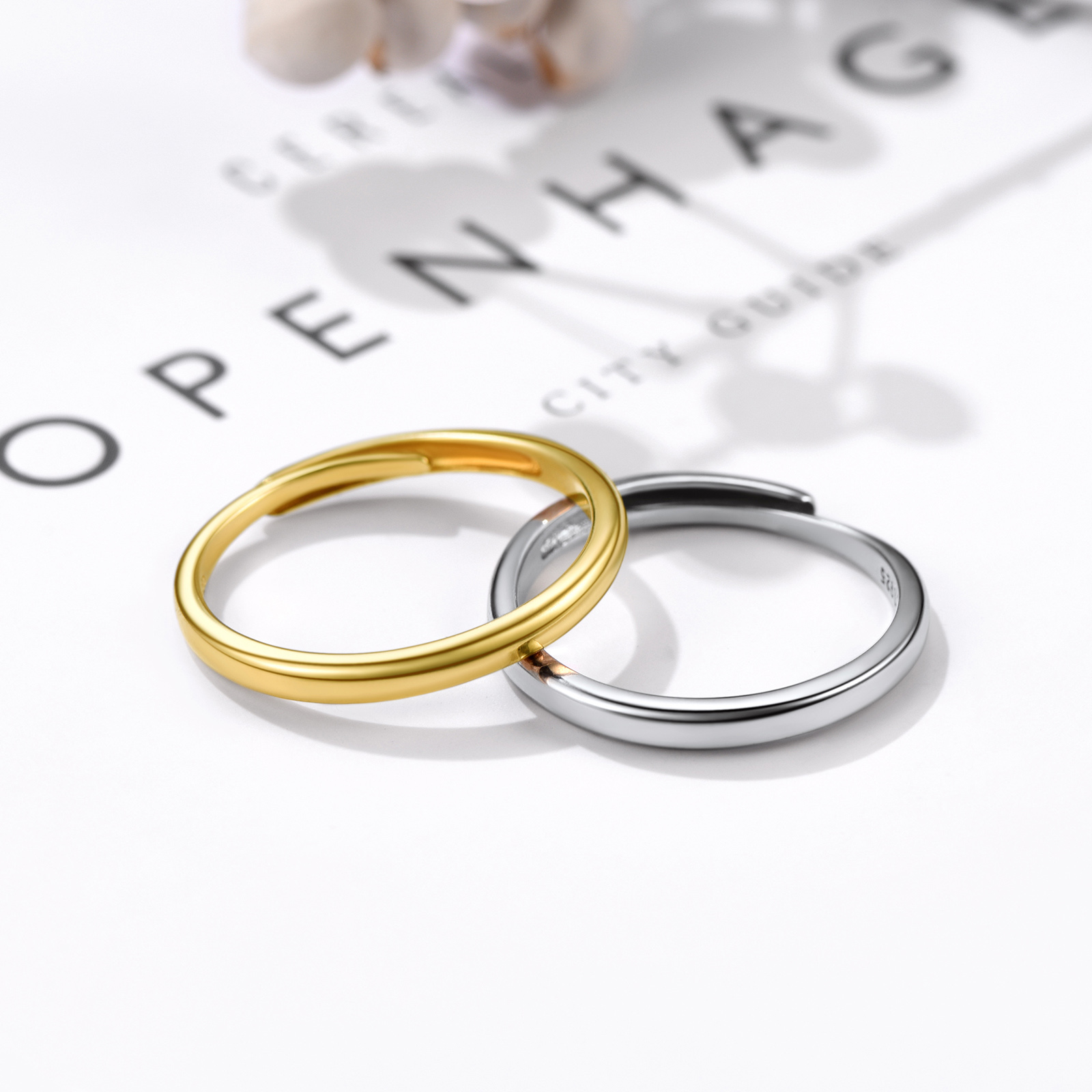 925 Sterling Silver Engravable Adjustable Ring Band For Couple collection