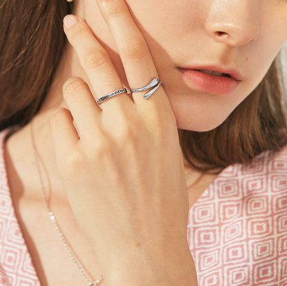 925 Sterling Silver Ring Minimalist Teardrop Adjustable Rings For Women MODEL