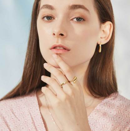  Sterling Silver Ring Minimalist Teardrop Adjustable Rings For Women MODEL