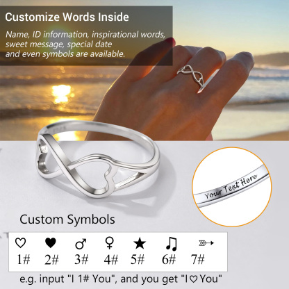 Personalized Engraved Sterling Silver Heart Infinity Rings 