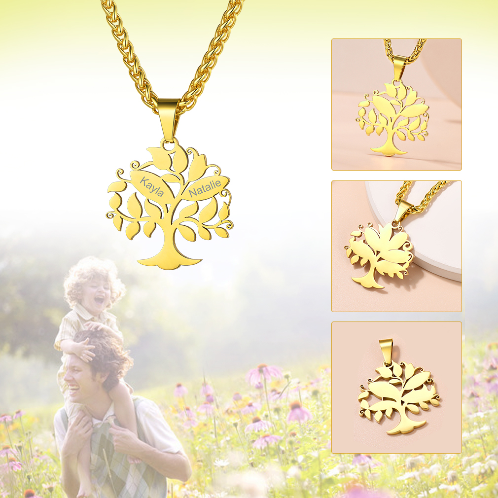 Pendant Necklace with Engraved Names 