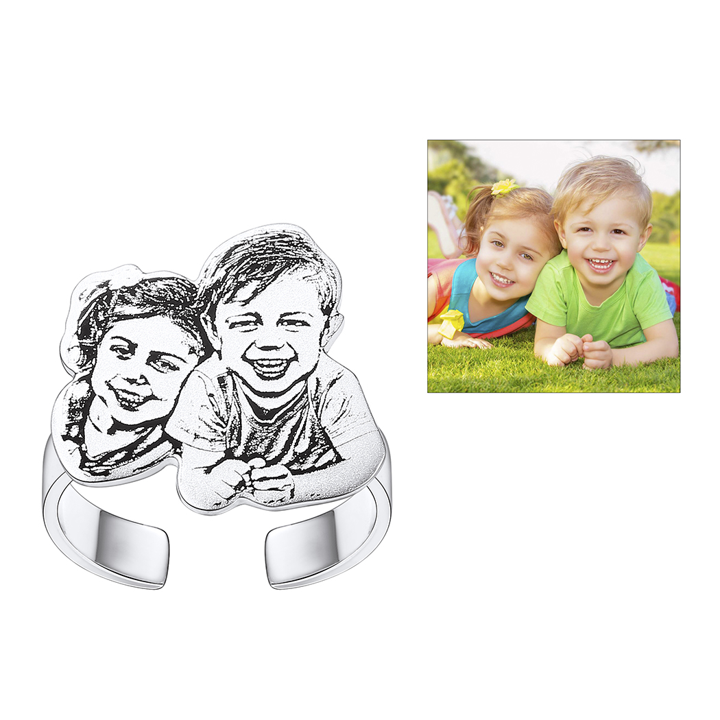 Personalised DIY Pet Photo Ring 925 Silver Adjustable