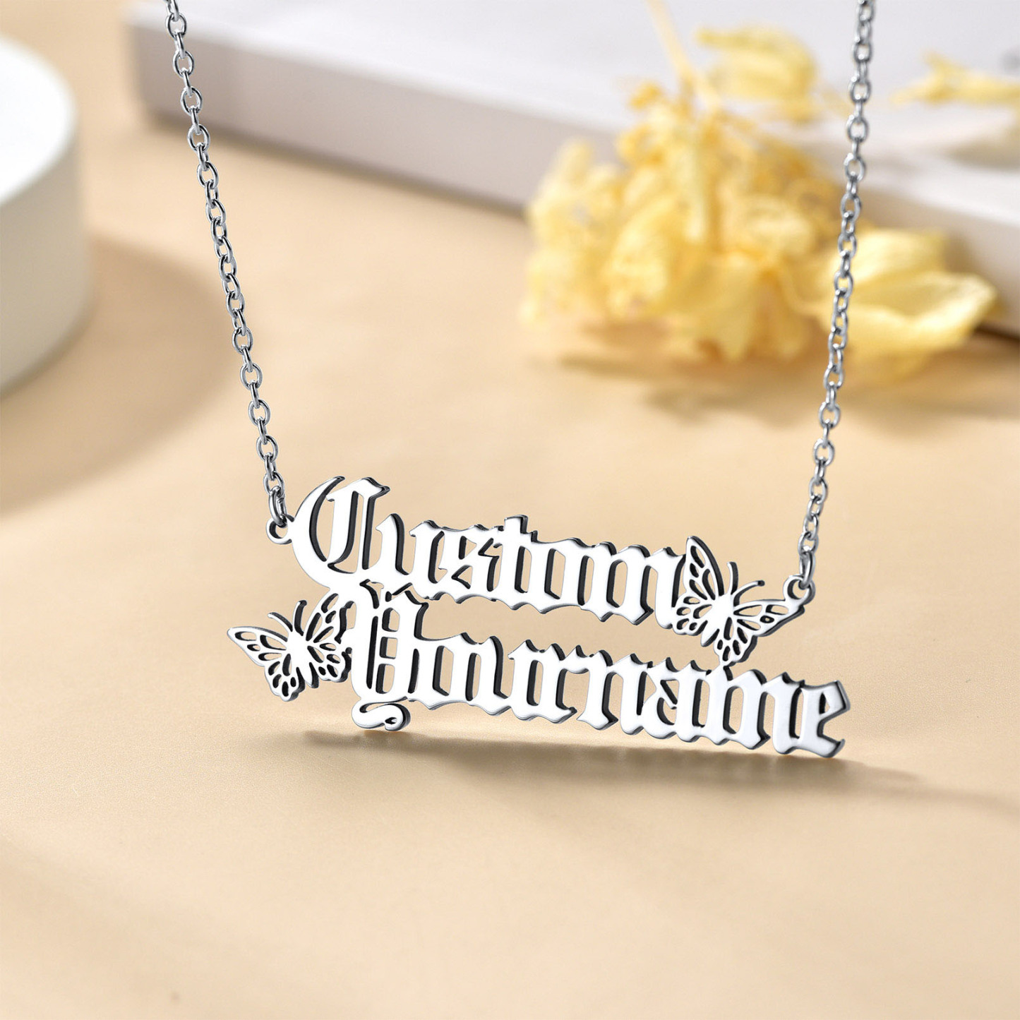 Personalised Name cutting Necklace with Butterfly