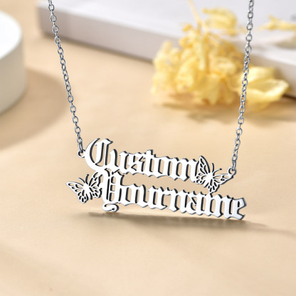 Personalised Name cutting Necklace with Butterfly