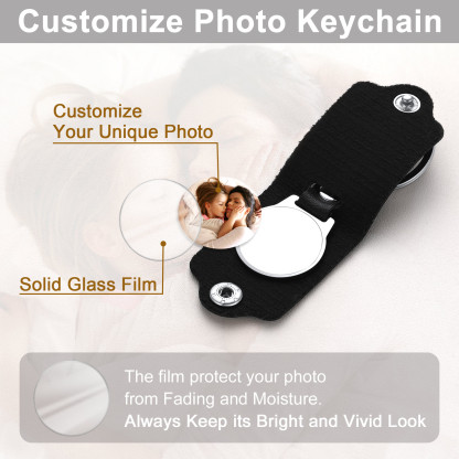 Personalised Pocket Photo Keychain with Leather Case