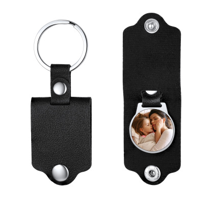 Personalised Pocket Photo Keychain with Leather Case