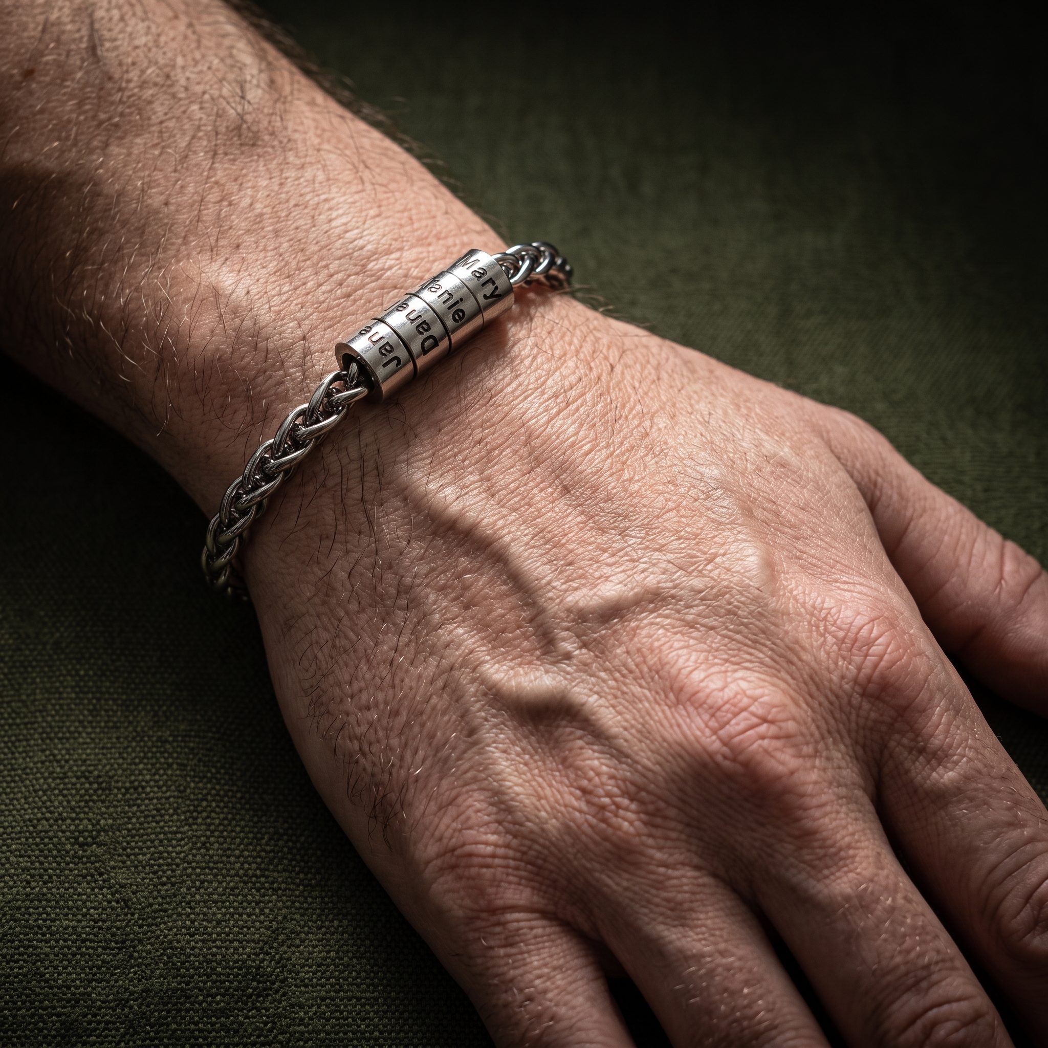 Personalized 1-5 Name Beads Bracelet for Men for Dad