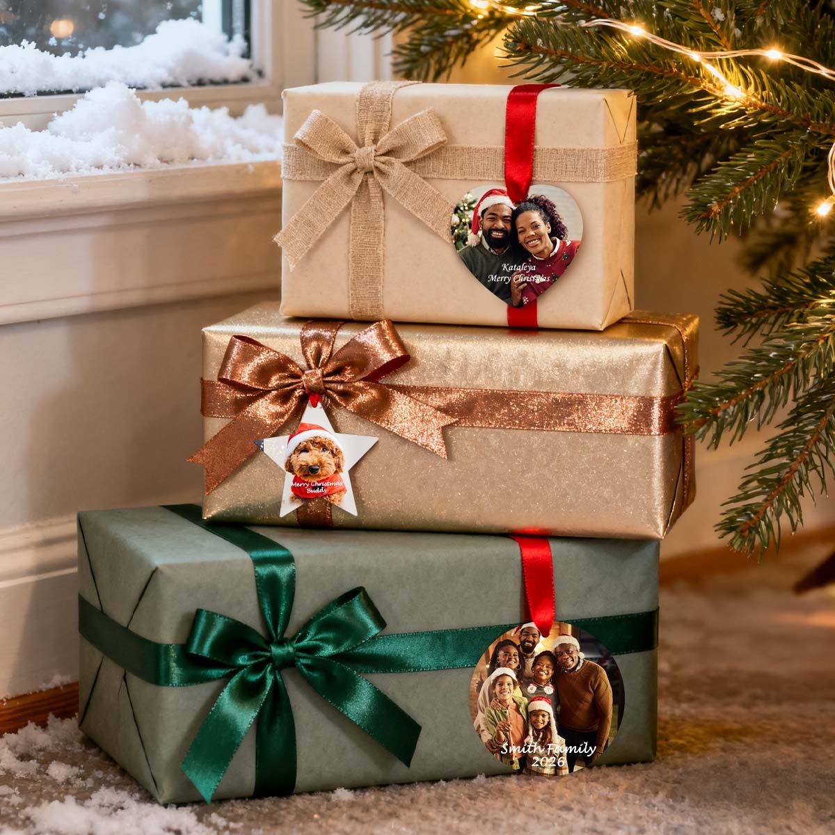 Personalized 2 Sided Photo Ornament gift