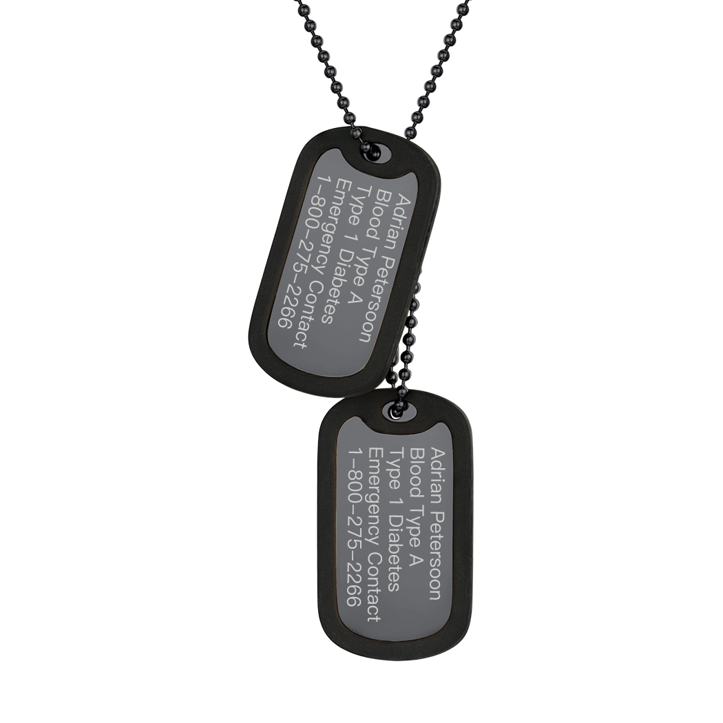 Personalized Army Military Dog Tag Necklace with Silencer for Men black