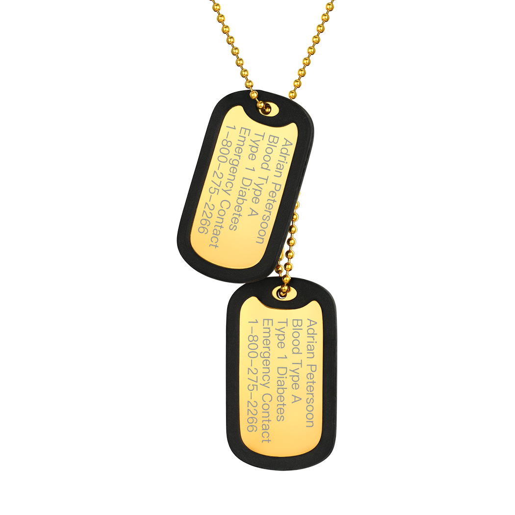Personalized Army Military Dog Tag Necklace with Silencer for Men gold