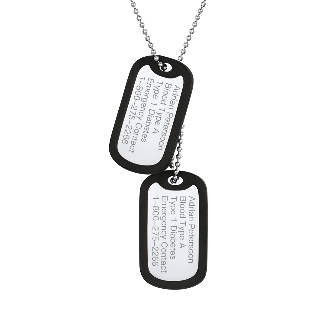 Personalized Army Military Dog Tag Necklace with Silencer for Men