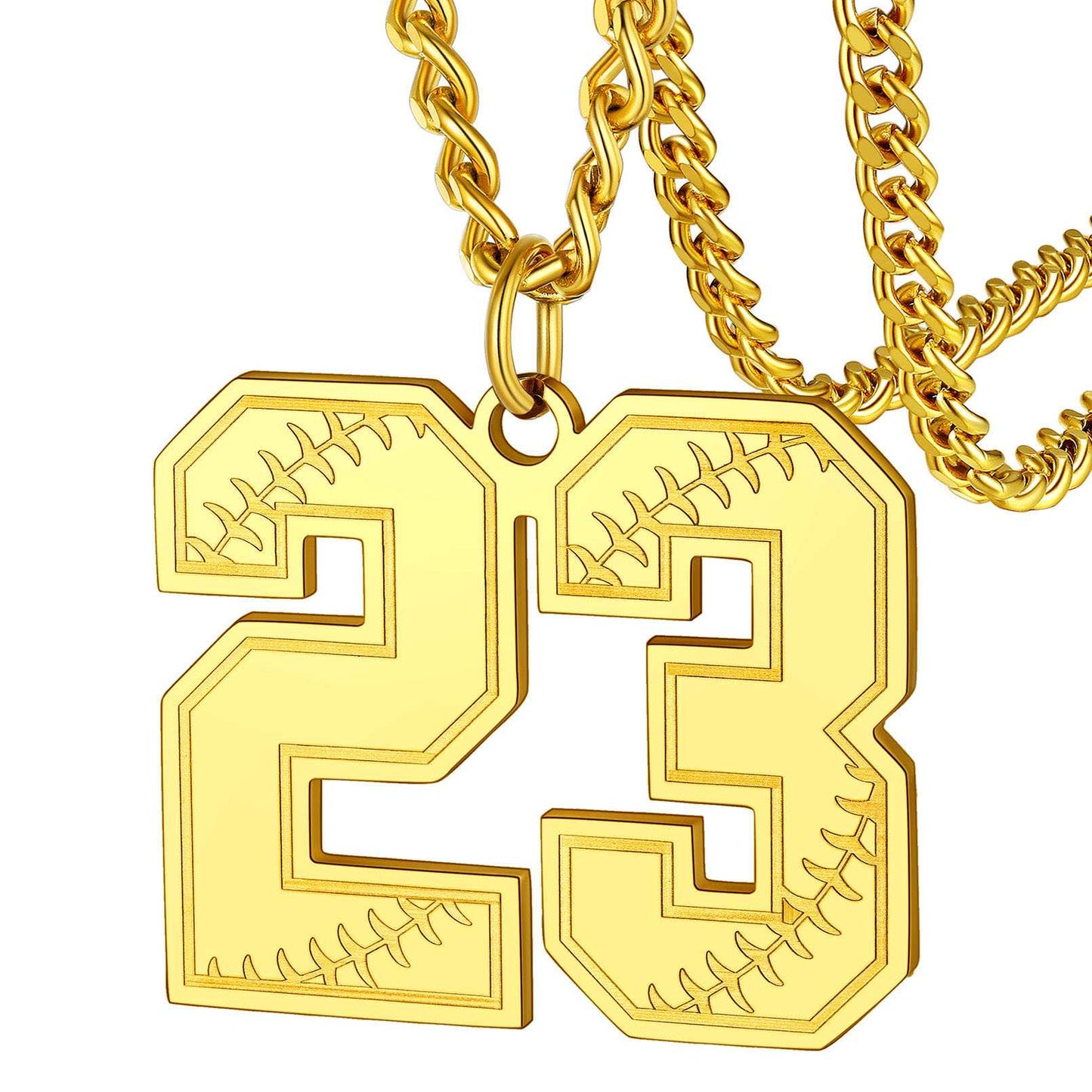 Personalized Baseball Number Necklace for Men Gold