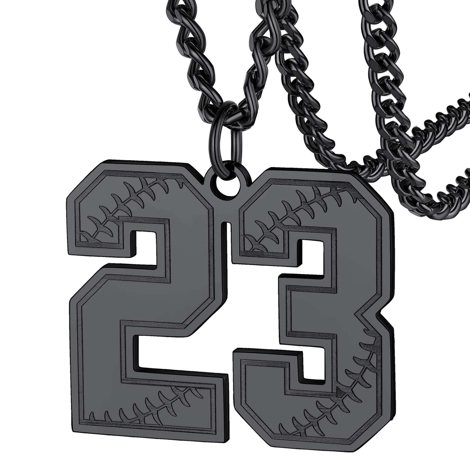 Personalized Baseball Number Necklace for Men Black