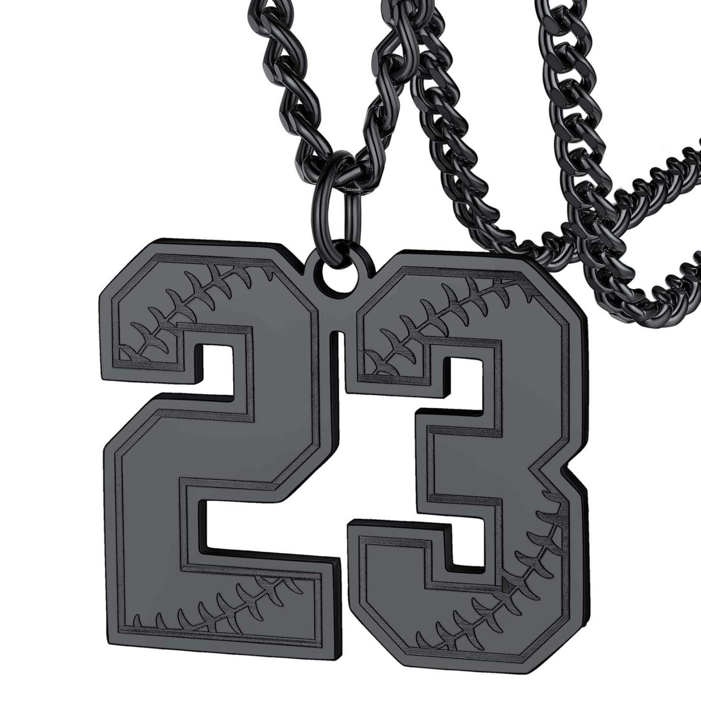 Personalized Baseball Number Necklace for Men Black
