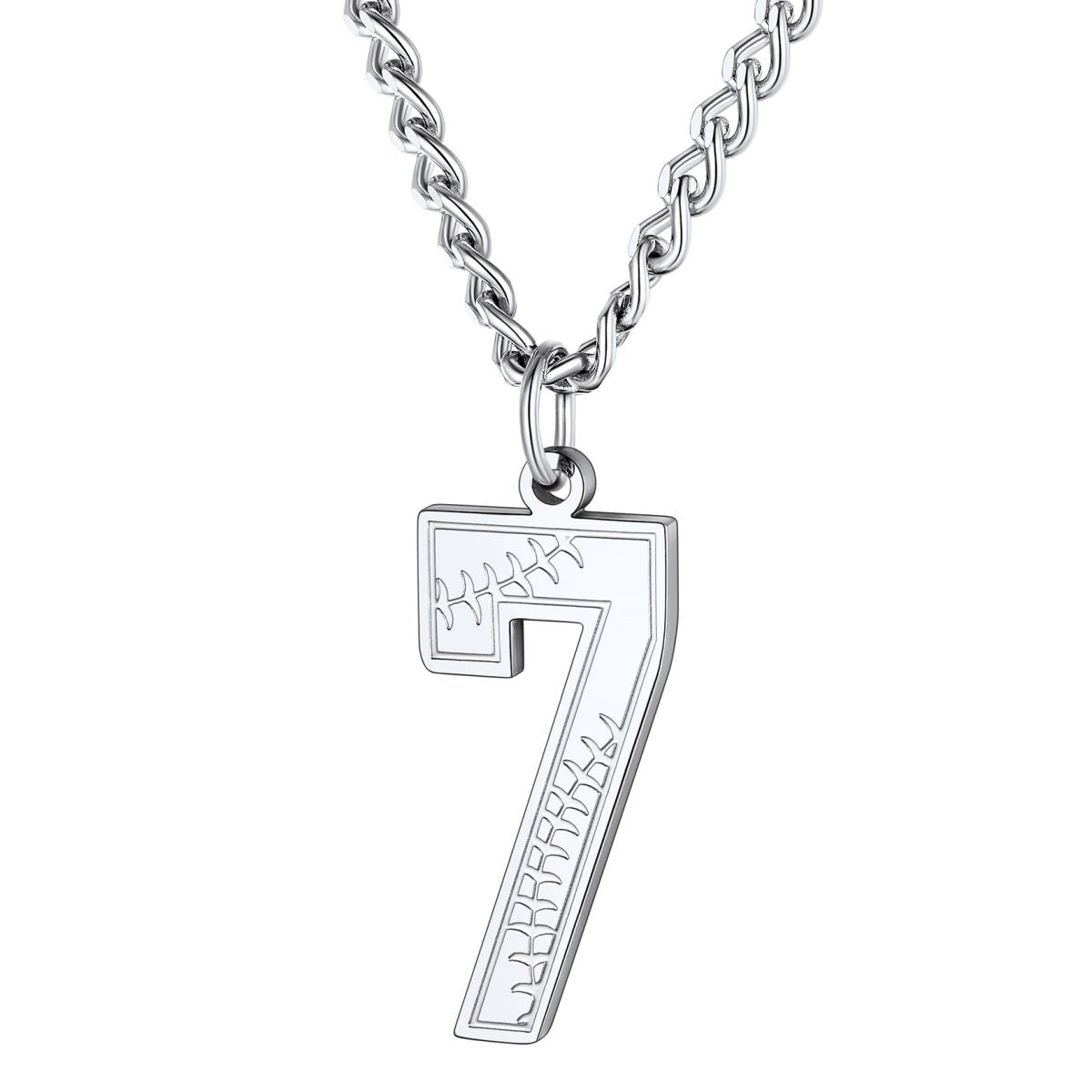Personalized Baseball Number Necklace for Men Silver