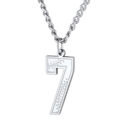 Personalized Baseball Number Necklace for Men Silver