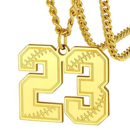 Personalized Baseball Number Necklace for Men Gold