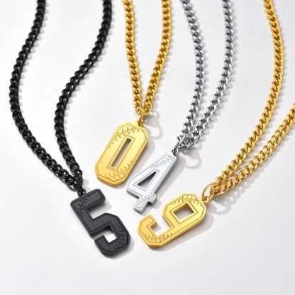 Custom Baseball Number Necklace for Men